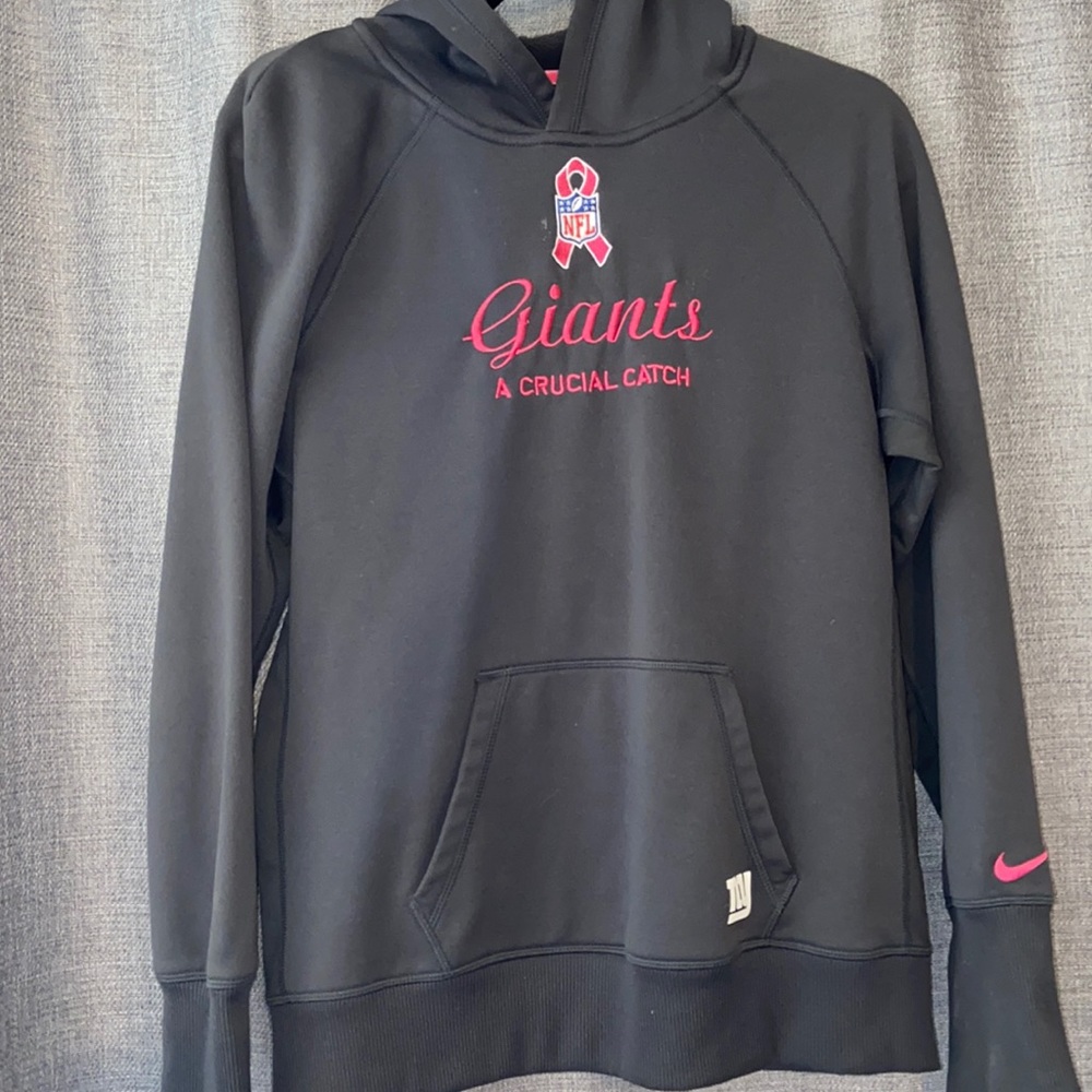 Hooded cancer logo New York Giants sweatshirt